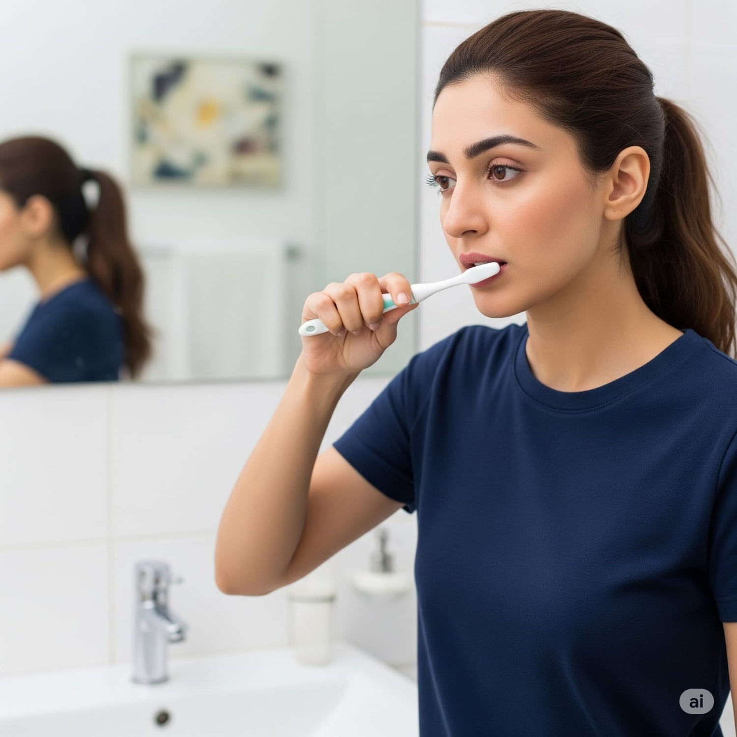 Person brushing teeth